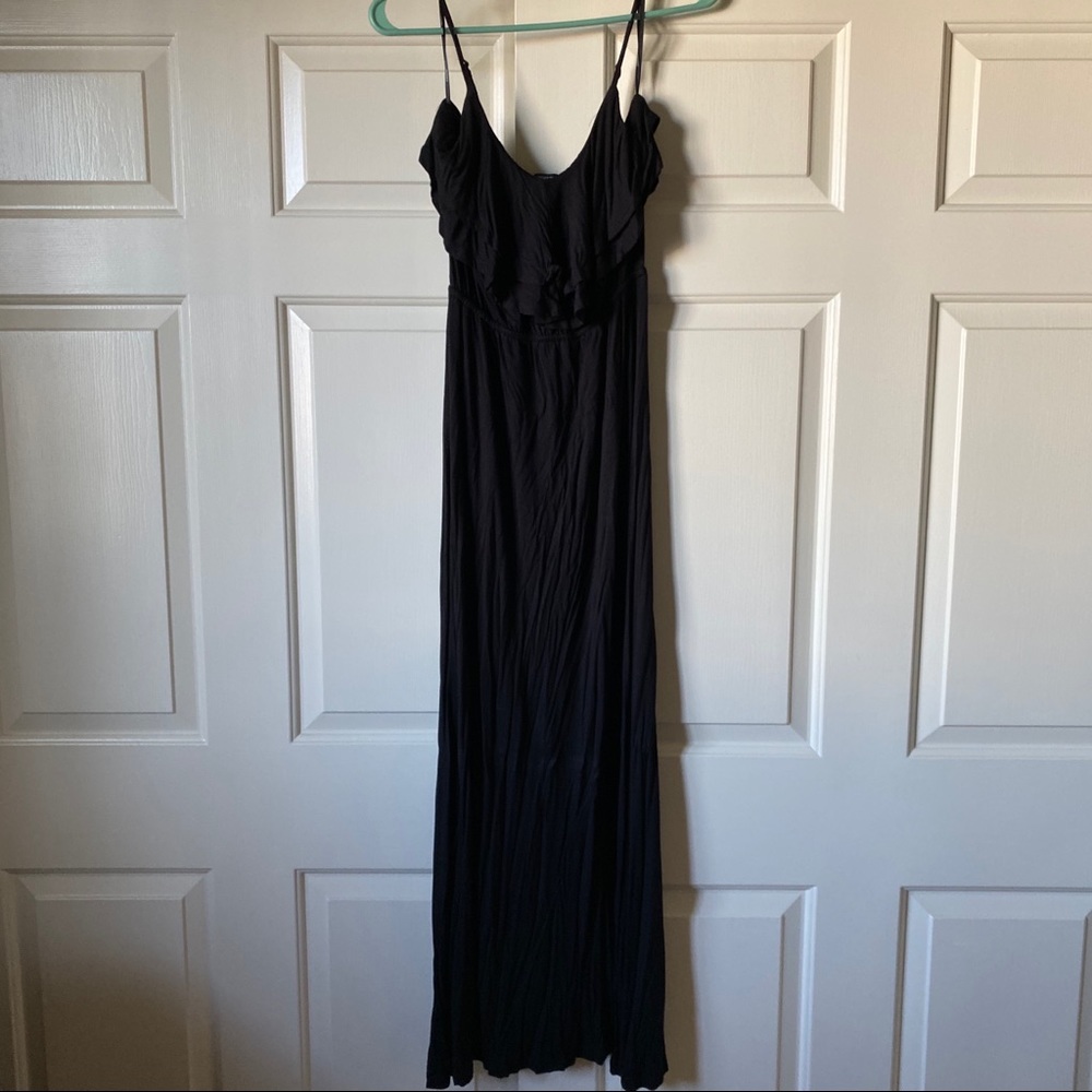 Black ruffle maxi dress